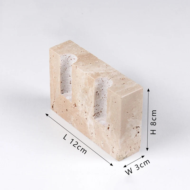 Luxury Double Travertine Candle Holder Decor 