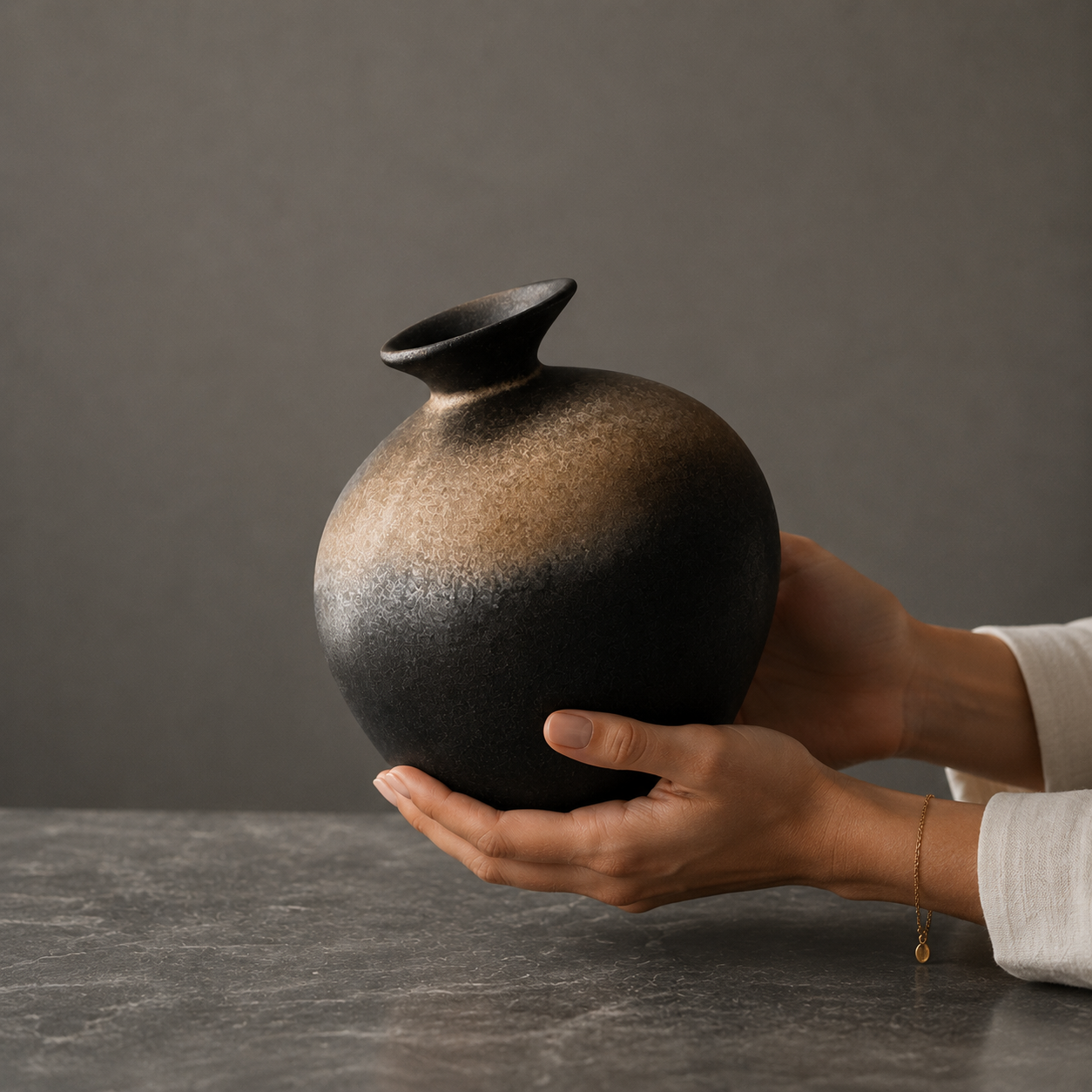 Luxury Sculptural Porcelain Vase/ Modern Minimalist Decor 