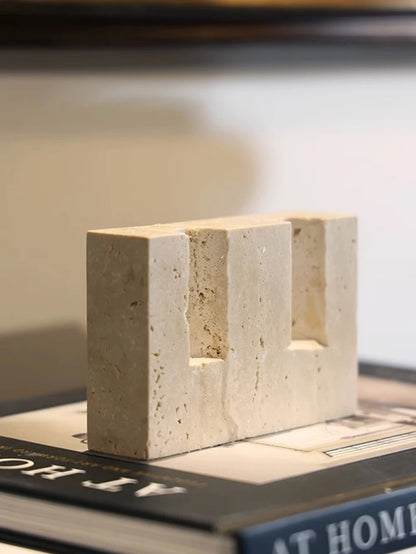 Luxury Double Travertine Candle Holder Decor 