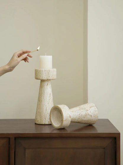 Luxury Travertine Stone Candle Holder /Minimalist Decor