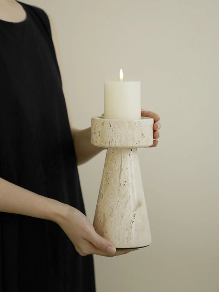 Luxury Travertine Stone Candle Holder /Minimalist Decor