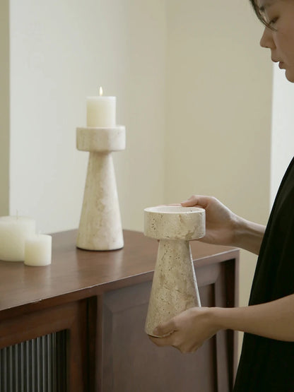 Luxury Travertine Stone Candle Holder /Minimalist Decor