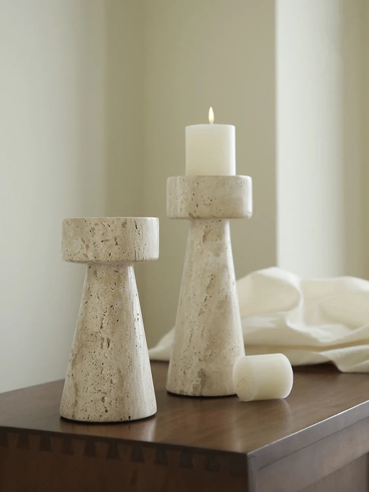 Luxury Travertine Stone Candle Holder /Minimalist Decor