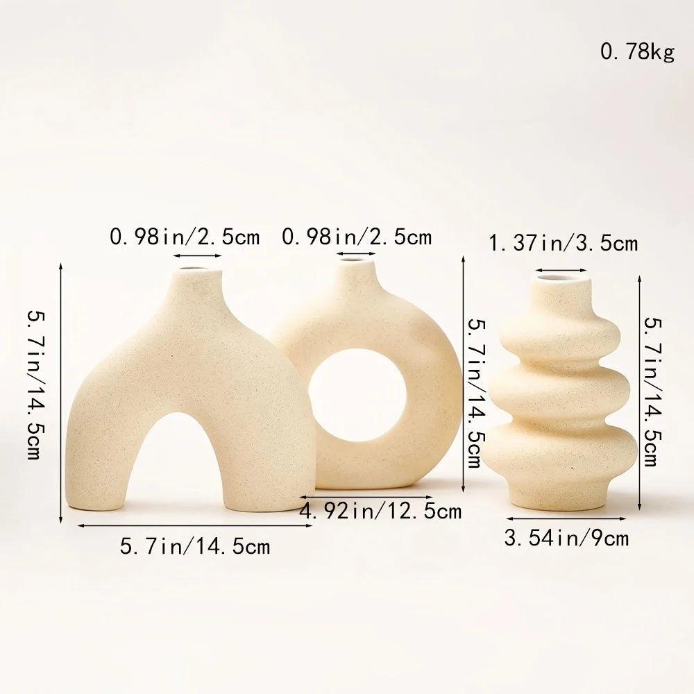 Sculpted Harmony Ceramic Vase Trio