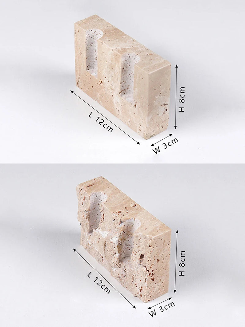 Luxury Double Travertine Candle Holder Decor 